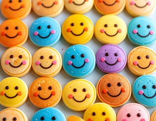 Fototapeta premium Emoji Style Smiley Face Pancake on White Plate