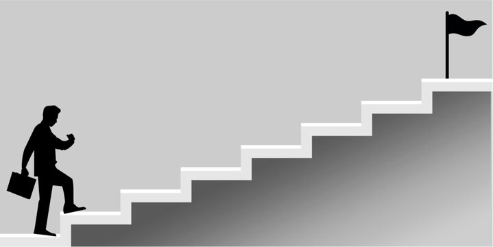 Businesspeople stairs of success concept icon vector for career path, goal achievement, and ambition. Ideal for personal development, leadership journey, and business growth motivation design.