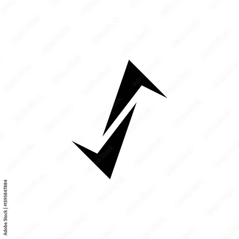 Fototapete simple letter s and check mark logo vector design in a modern style. isolated black color on a white