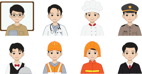 Set Cartoon Illustration about Profession - Male Edition