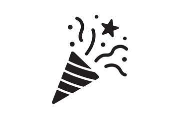 Confetti cannon silhouette vector art illustration on white background