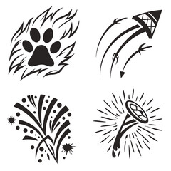 Black icons animal paw arrow fireworks speaker tribal claw