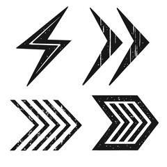 Black textured directional arrow icons forward movement