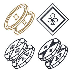 Casino chips and club symbol graphics gambling card suit