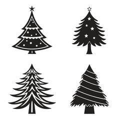 Fototapeta premium Black Christmas Tree Icons Vector Set Graphic Design 1