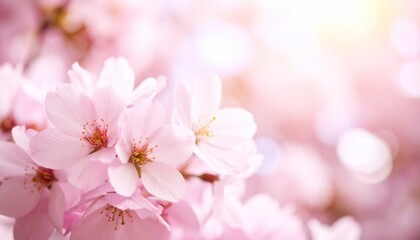 Fototapeta premium Soft focus close-up of delicate cherry blossom in ethereal pink light