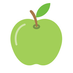 Green apple on white background. green apple with leaf. green apple vector illustration. Apple perfect for a healthy food icon. 