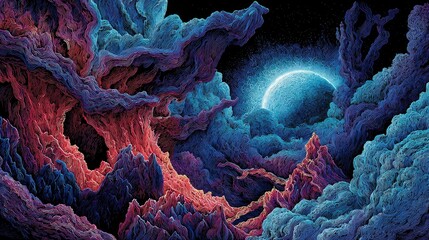 Abstract Pixelated Space Nebula