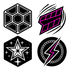 Geometric Icons With Sharp Brush Strokes abstract