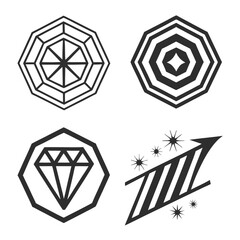 Geometric shapes and abstract arrow icons vector