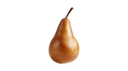 Elegant Bosc Pear With Brown Skin and Slender Stem isolated On Transparent Png Background.