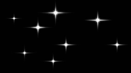 Twinkling stars animation on black background. Fairy shining flashing magic twinkle stars starlight. Glitter sparkle stars animated black screen. Glowing stars sparkle, doodles style stars blinking. - Powered by Adobe