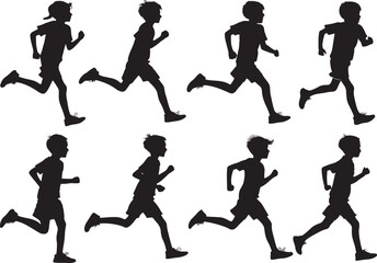 Boy Running Silhouette Vector, Active Child Illustration for Sports, Fitness, and Motion Design