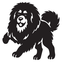 Obraz premium Fluffy Tibetan Mastiff Standing Illustration with Tail Design