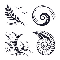 Nature inspired abstract designs with flowing lines and organic shapes vector