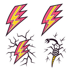 Pink yellow lightning bolt and scorpion cracked symbol
