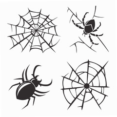 Spiders and webs black brush stroke design illustration