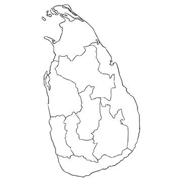 Sri Lanka map illustration hand drawn outline vector