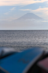 長者ケ崎の夕景と富士山のシルエット
