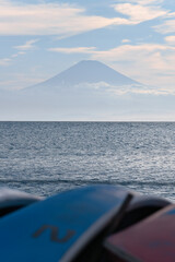 長者ケ崎の夕景と富士山のシルエット