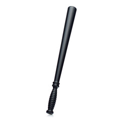 A toy police baton on a white background. A child's plastic baton for playing cops and criminals.