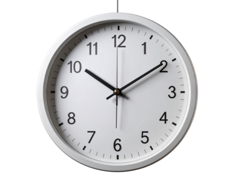  Round Wall Clock Hanging on Invisible Hook with Soft Lighting.
