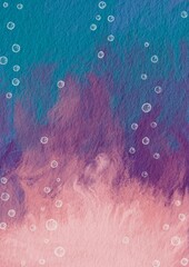 Air bubble in fantasy color water oil paint on paper illustration for decoration on ocean, water drinking, aquatic and marine life concept.