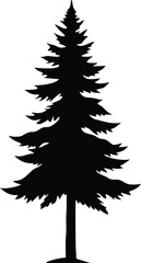 Obraz premium Bold Black and White Silhouette of a Tall Pine Tree - Evergreen Conifer Icon