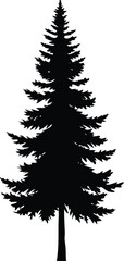 Bold Black and White Silhouette of a Tall Pine Tree - Evergreen Conifer Icon