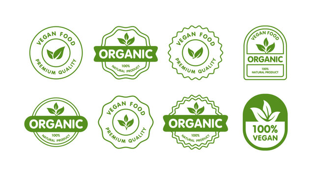 green vegan and organic food labels