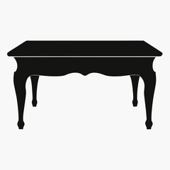 Simple silhouette of a coffee table isolated on white background