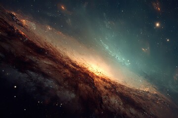 Fototapeta premium Cosmic Galaxy Nebula Colorful Space Scene