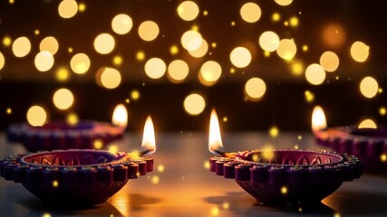 Diwali wallpaper showcases glowing diyas surrounded by sparkling lights. Perfect for festive backgrounds, greeting cards, social media posts, and web designs.