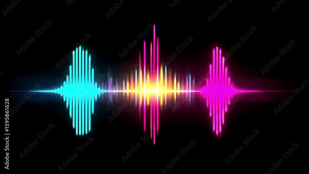 Poster a vibrant sound wave design featuring colorful vertical lines on a black background display art