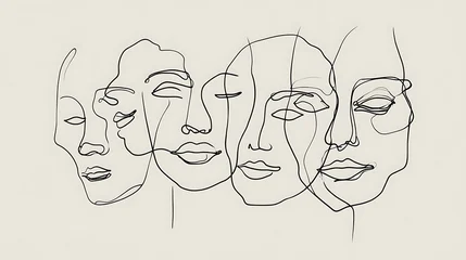 Poster Minimalist Line Art Faces – Modern Continuous One Line Drawing Wall Art Set for Scandinavian and Contemporary Home Decor