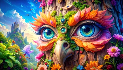 illustration of a pair of eyes guarding an old tree 10