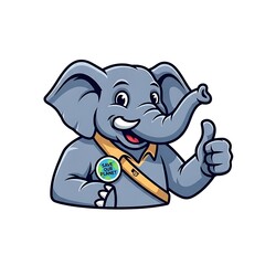 Fototapeta premium Cartoon elephant character wearing a 