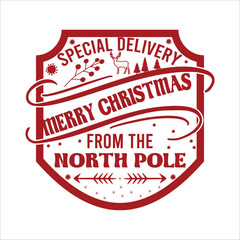 Special Delivery Merry Christmas From The North Pole  vector merry Christmas, December, Red, Custom, holiday, holiday, stamp, delivery, mail, northChristmas Shirt Design