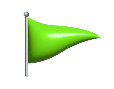 Triangular gradient green flag icon with silver pole. Most commonly associated with golf, as shown in the flag in hole emoji.