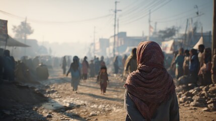 Woman refugee camp poverty war migration crisis displaced person humanitarian aid conflict zone middle east