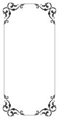 Border Frame Vintage Retro Ornamental Decorative. Isolated on white background. Vertical blank templates to decorate text. Greeting or wedding frames.