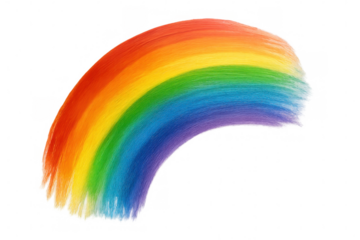 Colorful brush stroke resembling a rainbow arch, isolated on transparent background, ideal for creative projects