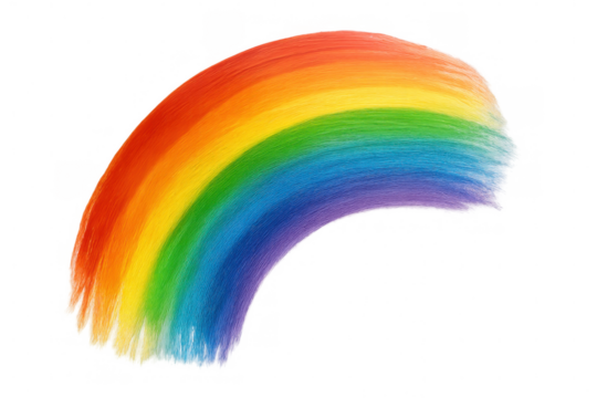 Colorful brush stroke resembling a rainbow arch, isolated on transparent background, ideal for creative projects