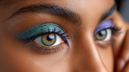 Obraz premium Closeup vibrant eye makeup