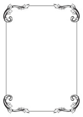 Border Frame Vintage Retro Ornamental Decorative. Isolated on white background. Vertical blank templates to decorate text. Greeting or wedding frames.