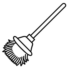 Minimal Toilet Brush Icon Vector