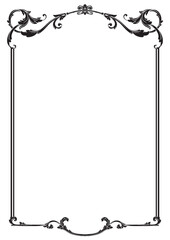 Border Frame Vintage Retro Ornamental Decorative. Isolated on white background. Vertical blank templates to decorate text. Greeting or wedding frames.