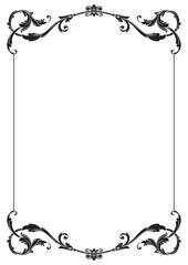 Border Frame Vintage Retro Ornamental Decorative. Isolated on white background. Vertical blank templates to decorate text. Greeting or wedding frames. © yanushkov