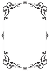 Border Frame Vintage Retro Ornamental Decorative. Isolated on white background. Vertical blank templates to decorate text. Greeting or wedding frames.