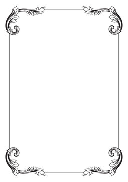 Border Frame Vintage Retro Ornamental Decorative. Isolated on white background. Vertical blank templates to decorate text. Greeting or wedding frames.